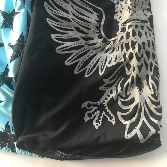 Vtg Surface Surfwear Mens Swim Suit Trunks Size 34 Patriotic Eagle Blue Bathing - Picture 5 of 11